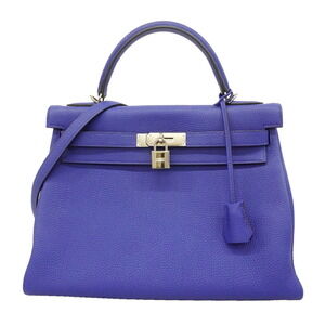 Hermes Kelly 32 Togo Leather Handbag, Blue Electric, 2-way bag for women